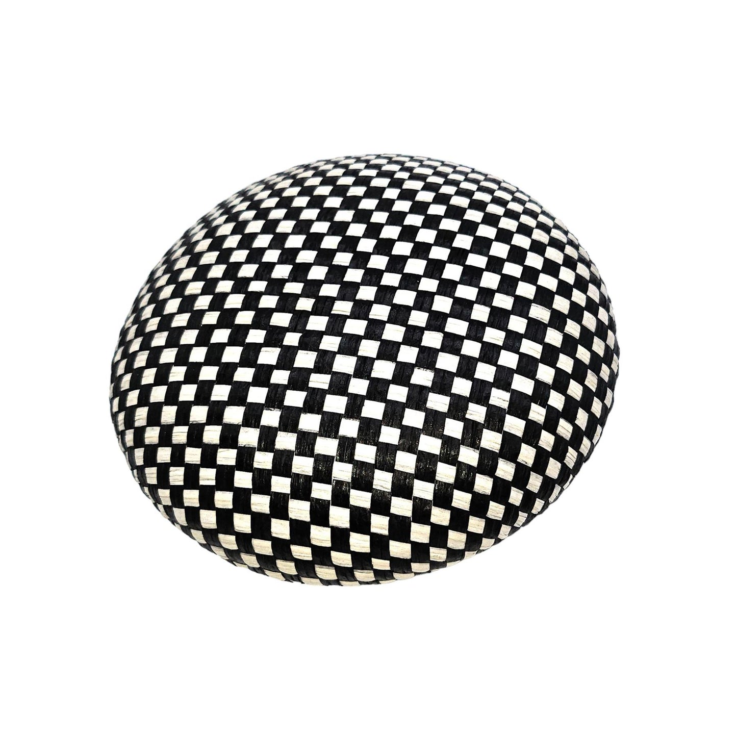 Black white check rafia Pillbox 16cm HA015
