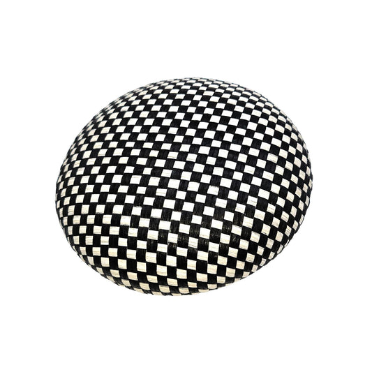 Check Rafia Pillbox 16cm Black White - HA015