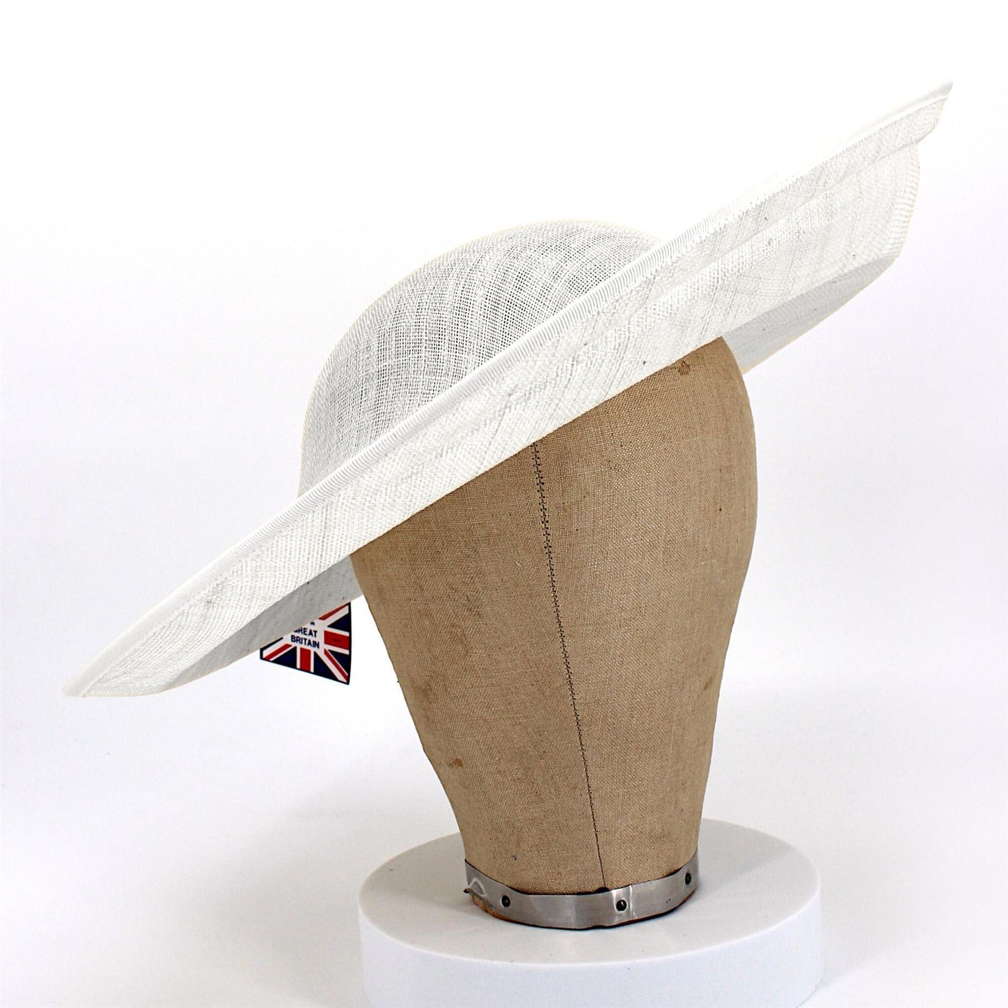 UK Made Sinamay Side Sweep Step Brim Hat Base 42x39cm - HA103