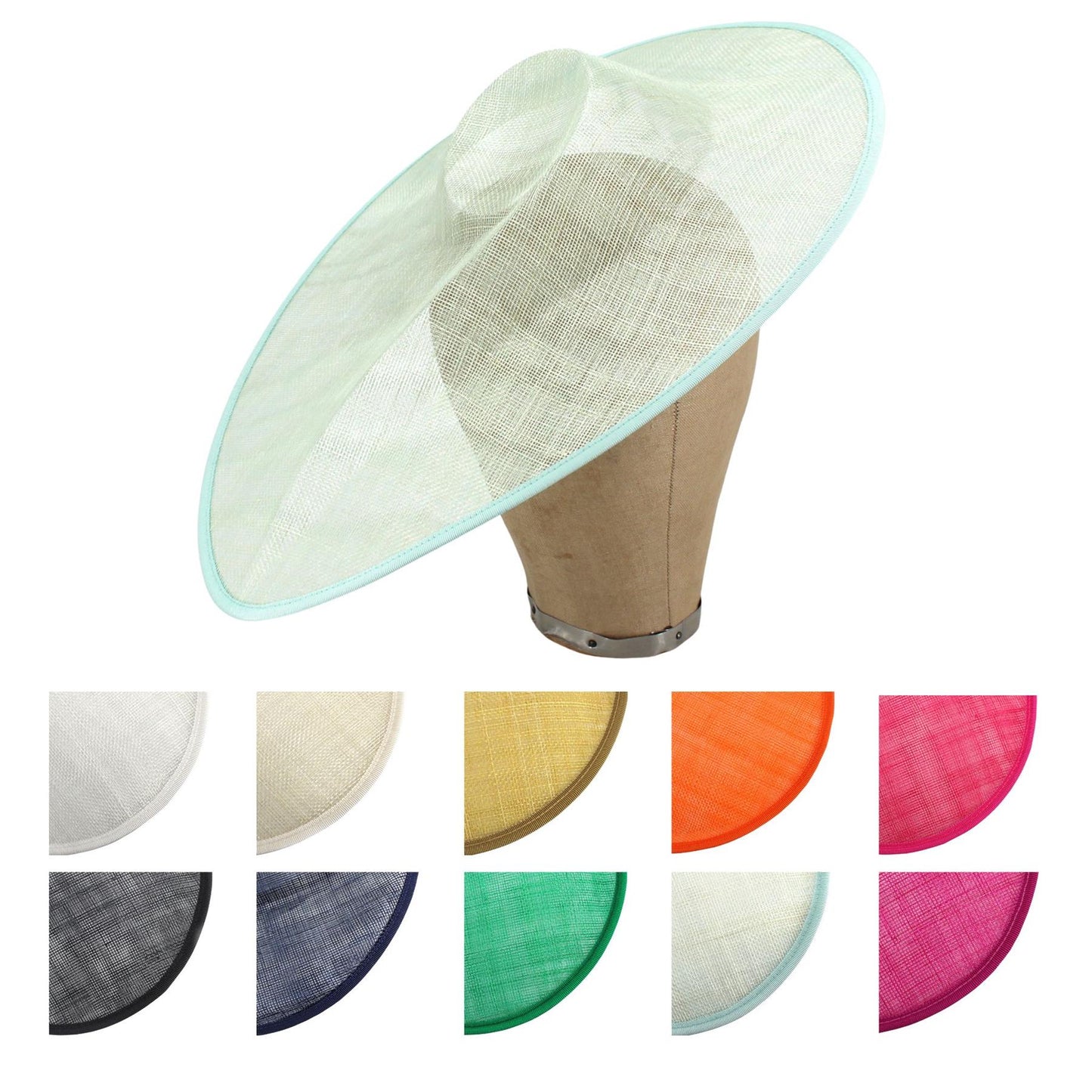 UK Made Sinamay Wide Pointed Saucer Fascinator Base 43x34cm - HA036