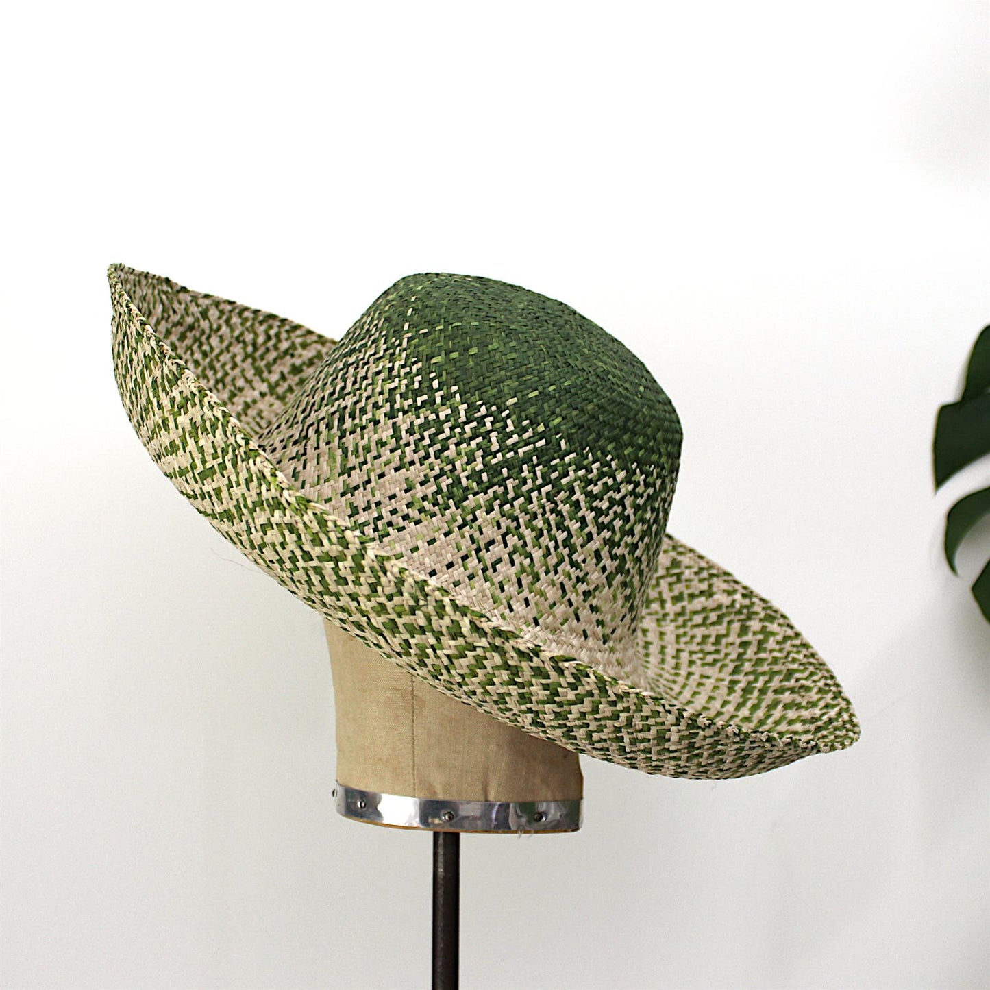 Two Tone raffia Capeline 15x11x14cm HF067