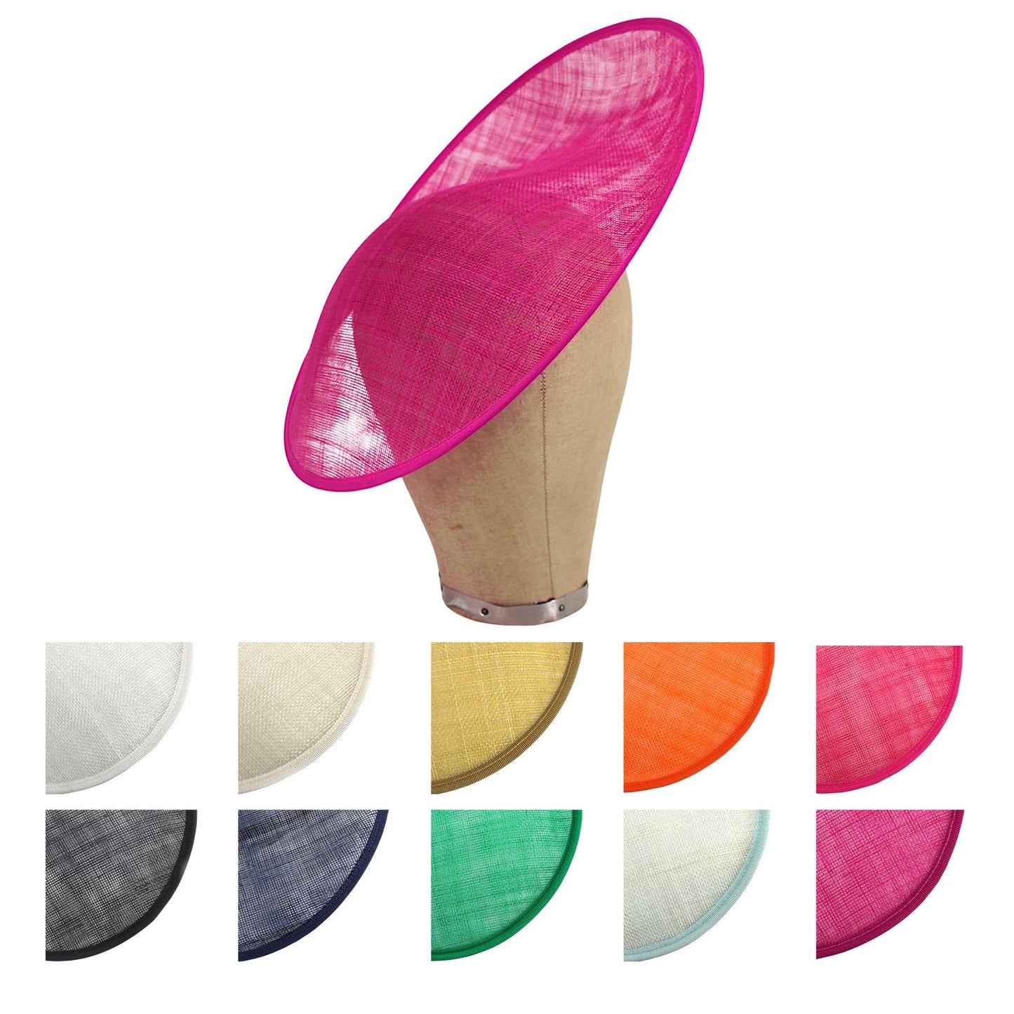 UK Made Sinamay Large Side Sweep Up brim Fascinator Hat Base 33x34cm - HA078