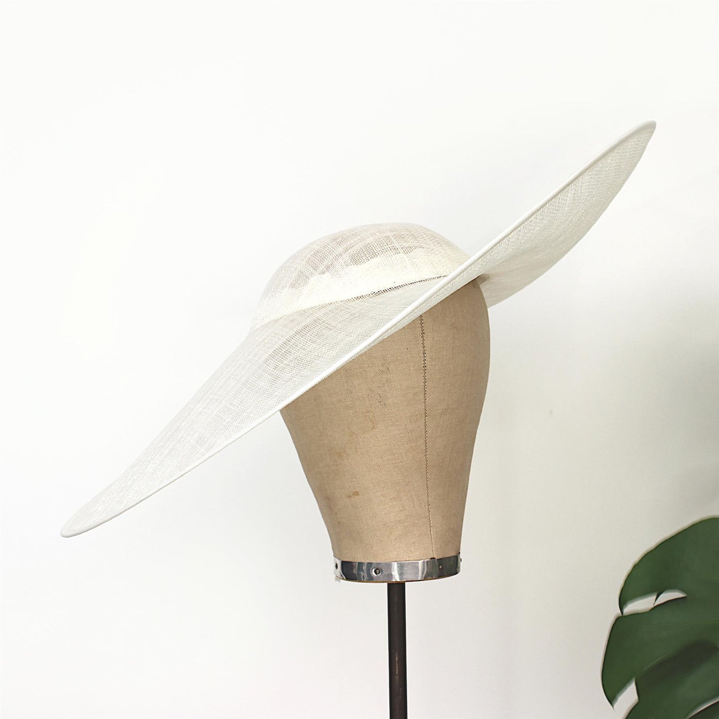 UK Made to Order Huge Sinamay Side Sweep Round Crown 46cm - HA084