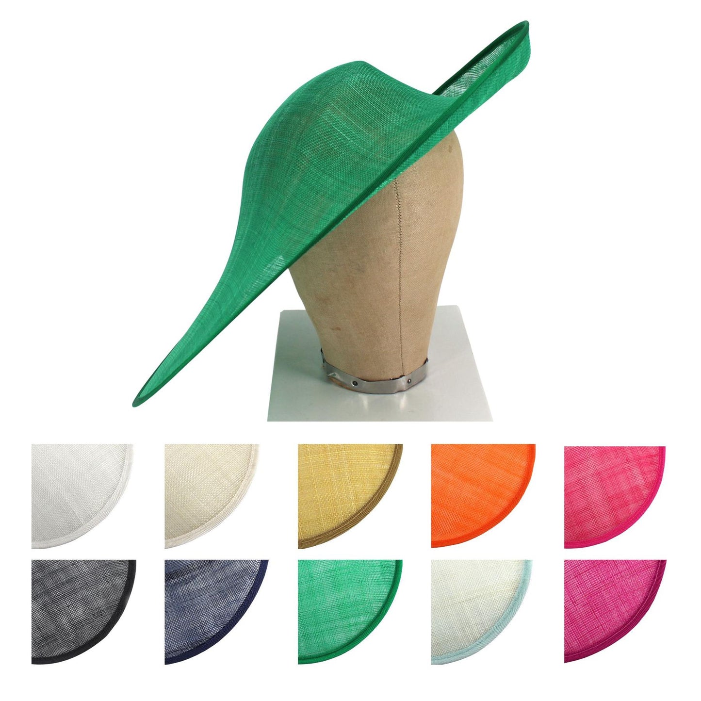 UK Made Sinamay Large Asymmetrical Sweep Hat Base - HA100