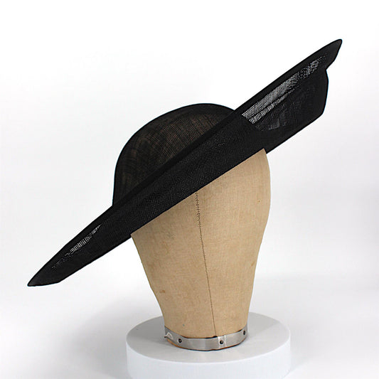 UK Made Sinamay Side Sweep Step Brim Hat Base 42x39cm - HA103