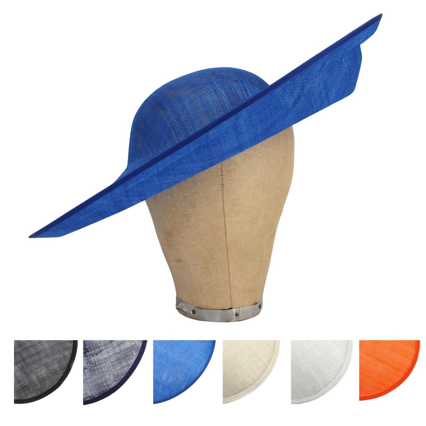 UK Made Sinamay Side Sweep Step Brim Hat Base 42x39cm - HA103
