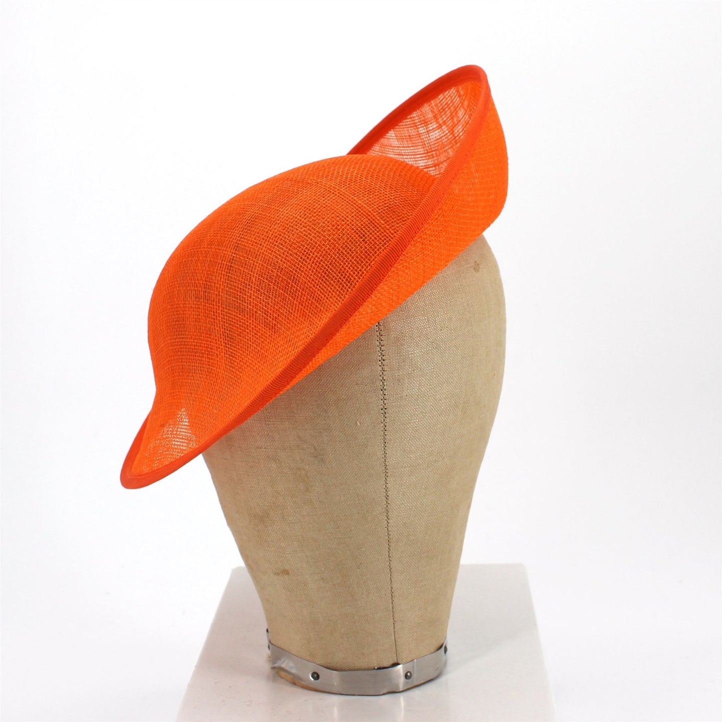 UK Made Sinamay Small Rounded Up brim Fascinator Base 28x26cm - HA035