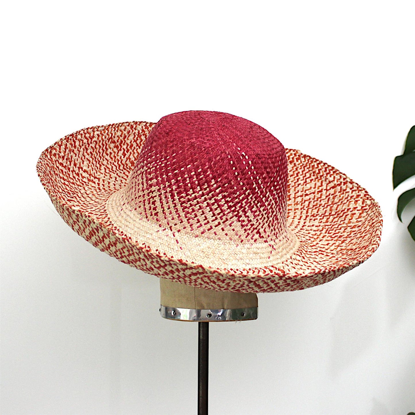 Two Tone raffia Capeline 15x11x14cm HF067