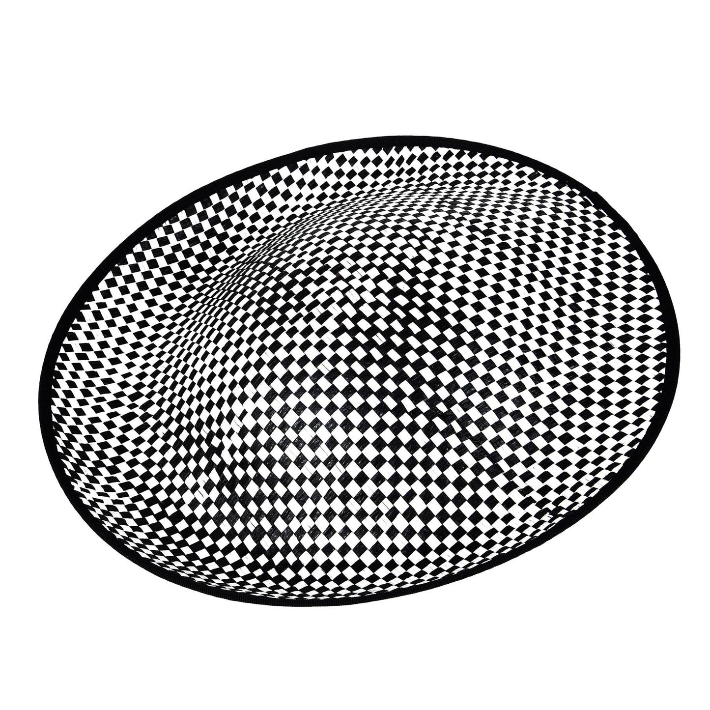 Black White Rafia Side Sweep Hat Base HA002