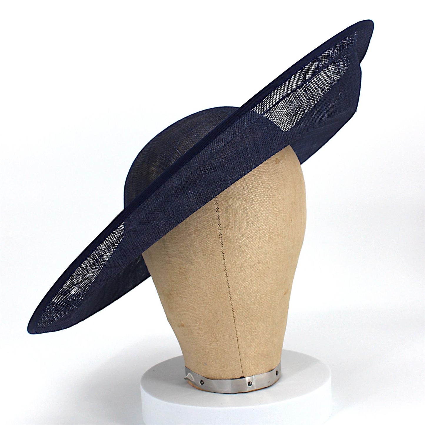 UK Made Sinamay Side Sweep Step Brim Hat Base 42x39cm - HA103