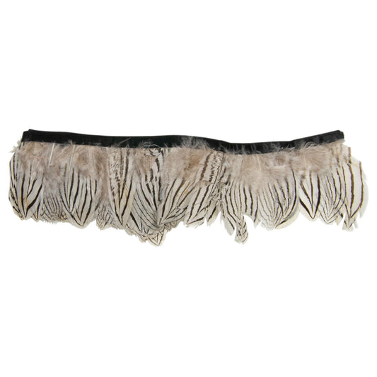Stripe Silver Pheasant Fringe 4cm Natural  x 1m - FR014