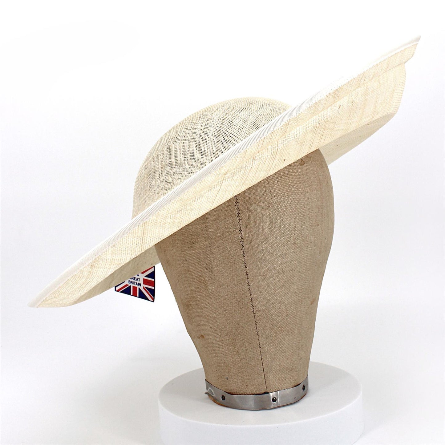 UK Made Sinamay Side Sweep Step Brim Hat Base 42x39cm - HA103
