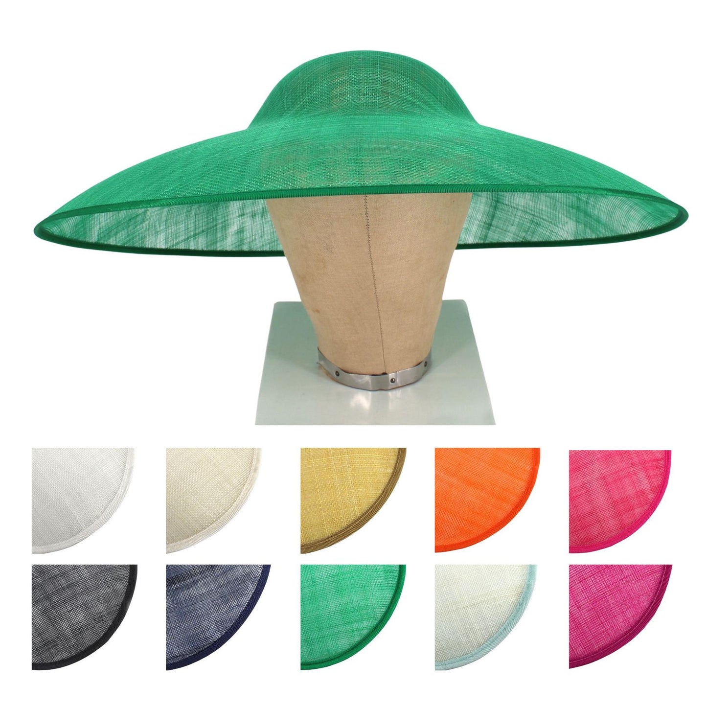 UK Made Sinamay Wide Down Brim Hat Base 48x42cm - HA098