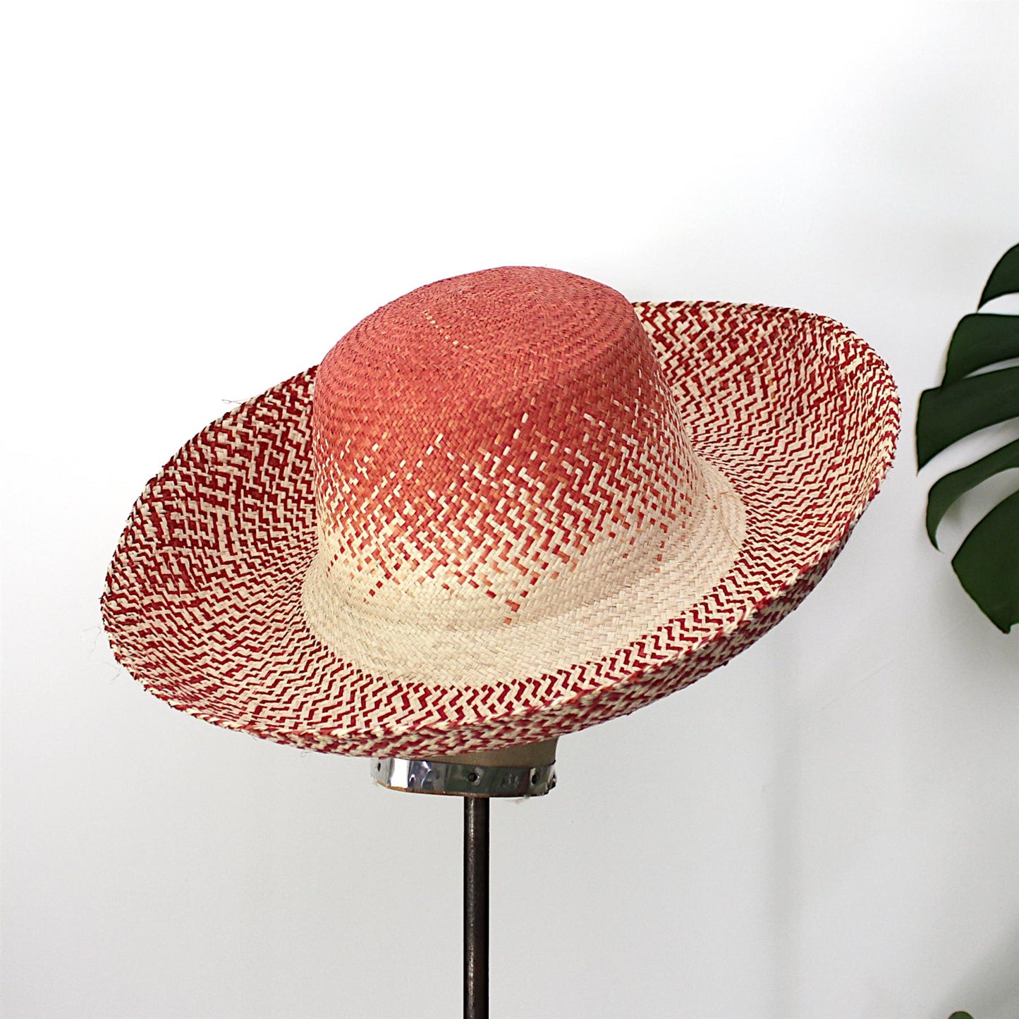 Two Tone raffia Capeline 15x11x14cm HF067