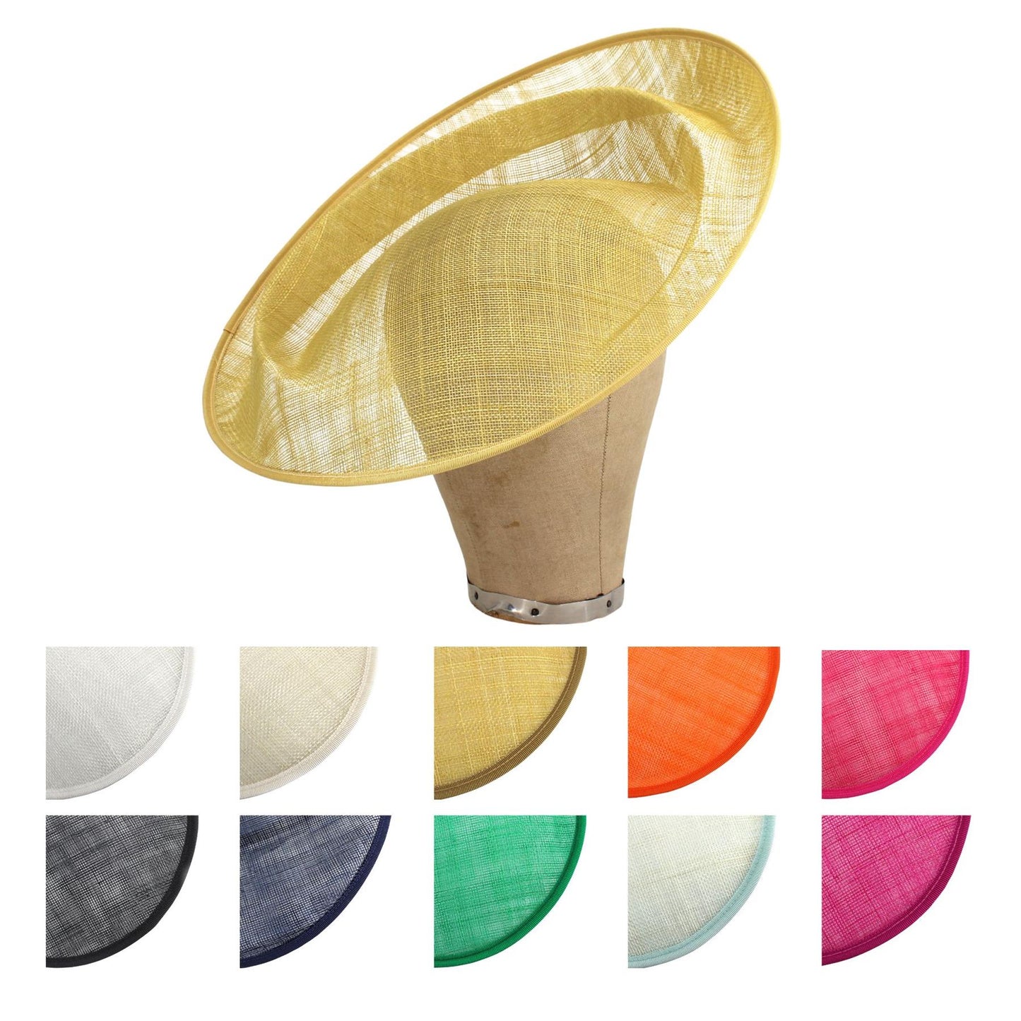 UK Made Sinamay Dramatic Up brim Indented Hat Fascinator Base 37x35cm - HA097