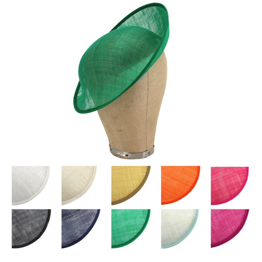 UK Made Sinamay Small Rounded Up brim Fascinator Base 28x26cm - HA035