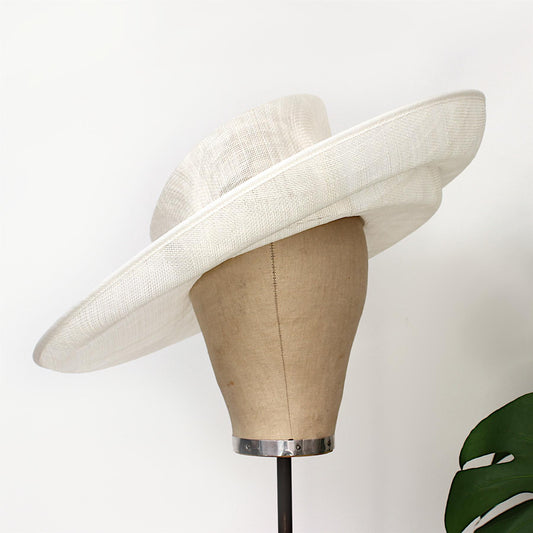 UK Made to Order Huge Sinamay Sharp Up brim Slant Indented Slope Curved Crown 46x43cm - HA088
