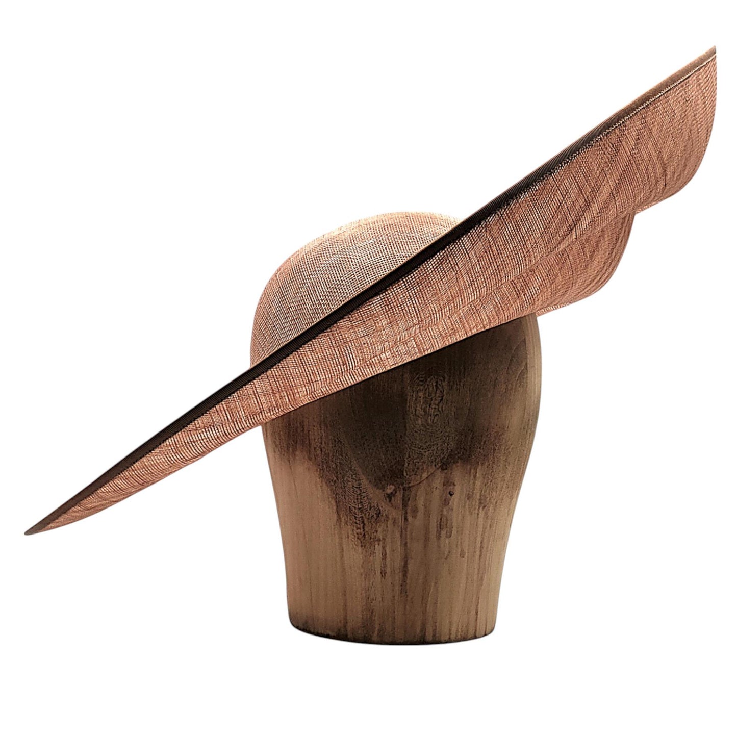 UK Made to Order Huge Sinamay Side Sweep Indented Brim Round Crown 49x47cm - HA085