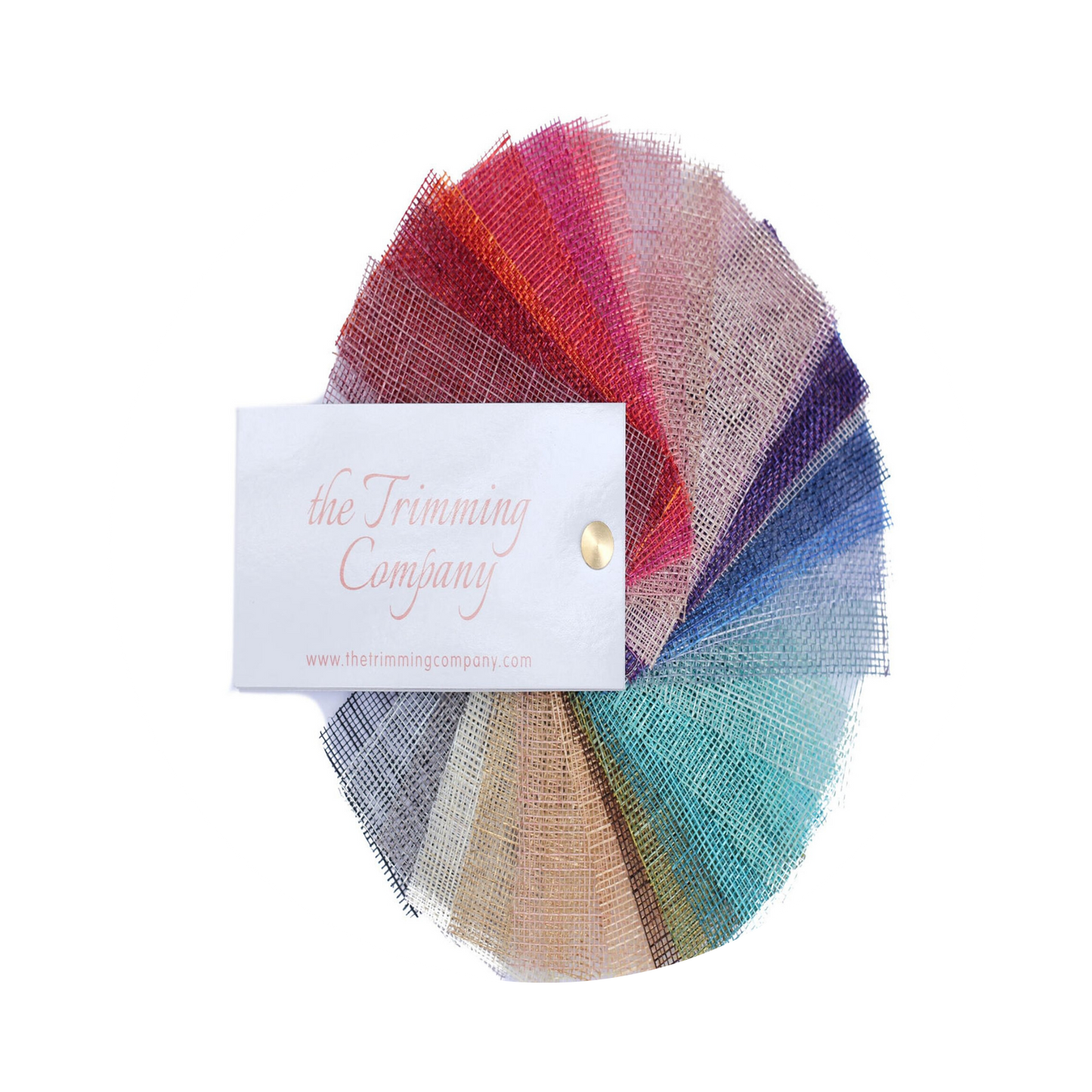 Sinamay swatch book showing all colours available of our items SC001