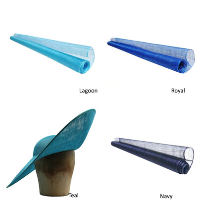 UK Made to Order Huge Sinamay Side Sweep Extended Brim Round Crown 45x50cm - HA089