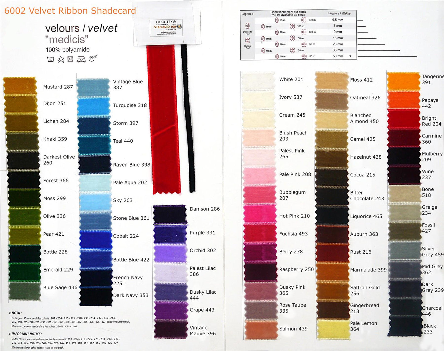 Velvet Ribbon - 36mm x 10 metres - 6002
