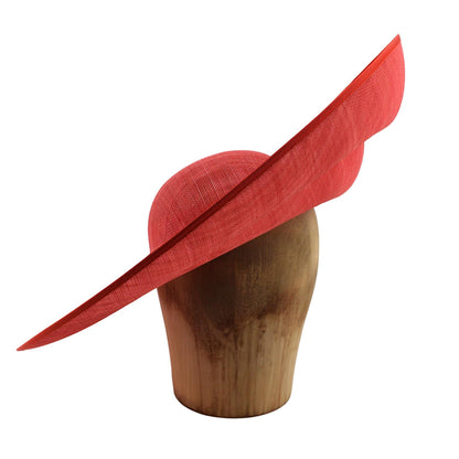 UK Made to Order Huge Sinamay Side Sweep Indented Brim Round Crown 49x47cm - HA085