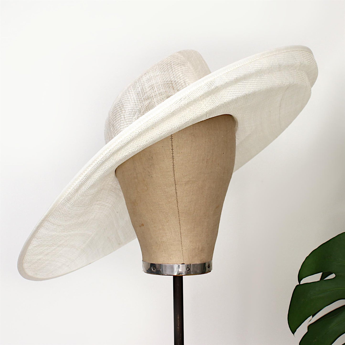 UK Made to Order Huge Sinamay Side Sweep Step Edge Brim Edge Slant Crown 46x40cm - HA086