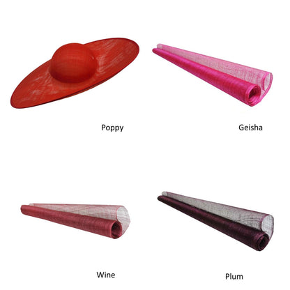 UK Made to Order Huge Sinamay Side Sweep Extended Brim Round Crown 45x50cm - HA089