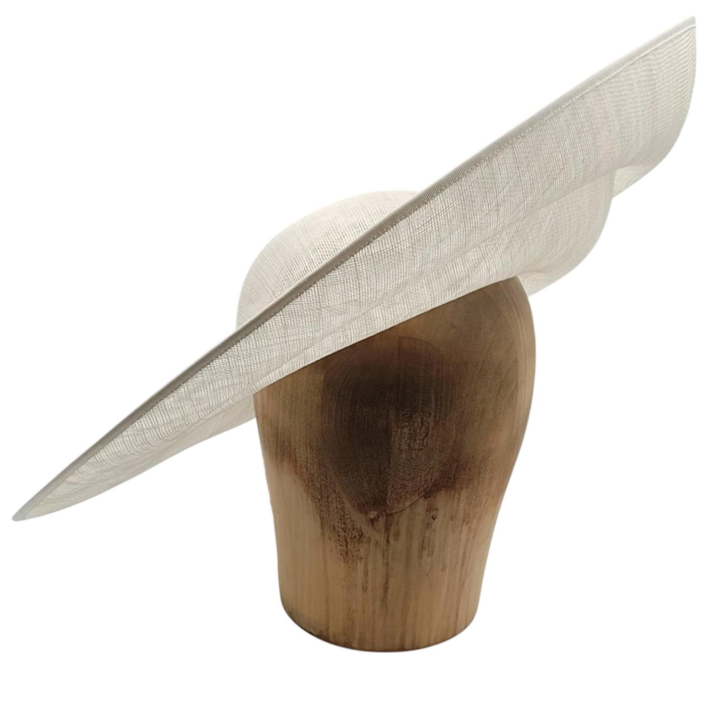 UK Made To Order Huge Sinamay Side Sweep Indented Brim Round Crown HA085