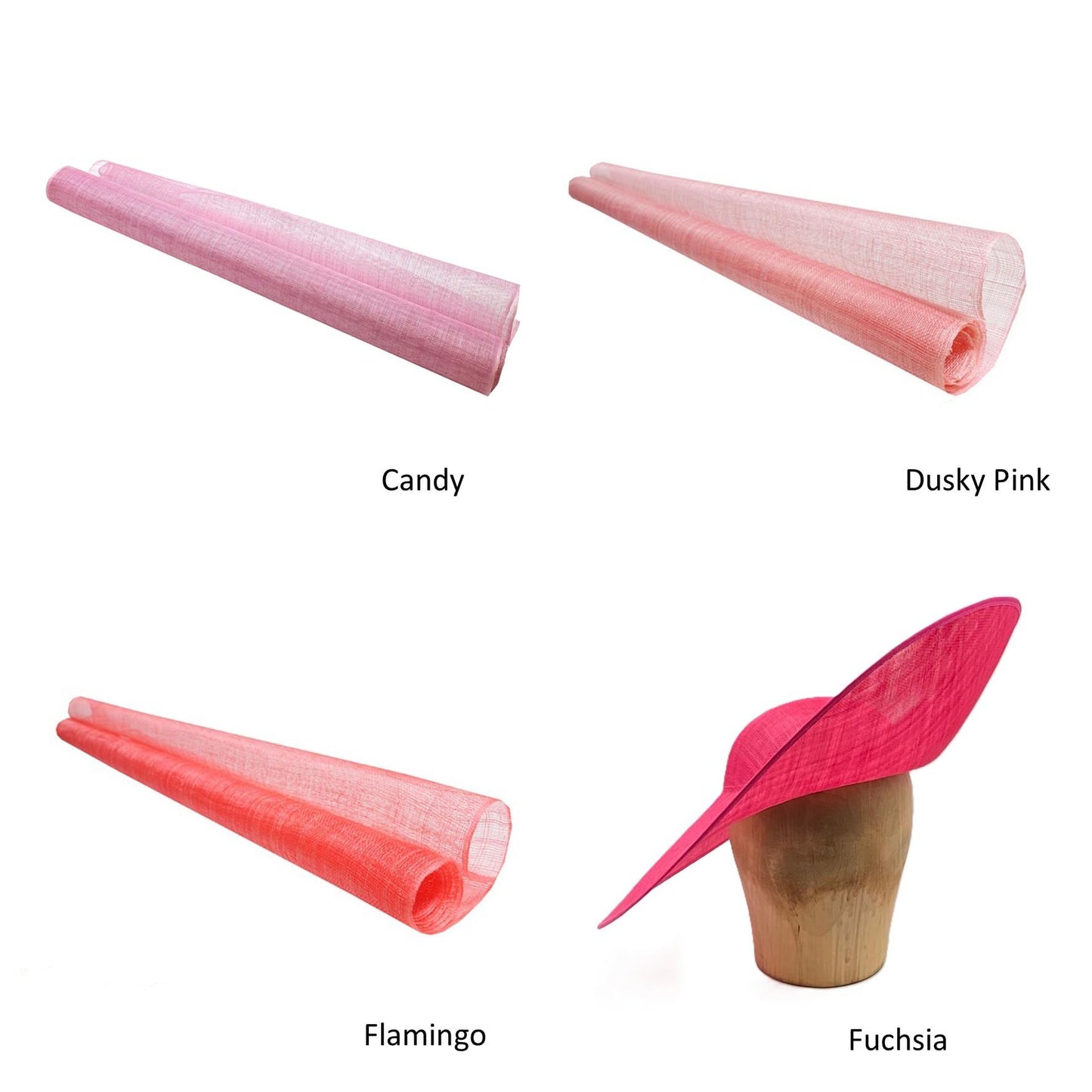 UK Made to Order Huge Sinamay Side Sweep Extended Brim Round Crown 45x50cm - HA089