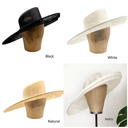 UK Made to Order Huge Sinamay Side Sweep Step Edge Brim Edge Slant Crown 46x40cm - HA086