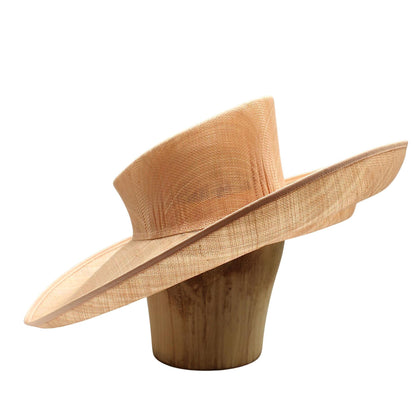 UK Made to Order Huge Sinamay Sharp Up-brim Slant Indented Slope Curved Crown 46x43cm - HA088