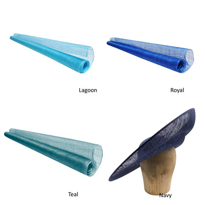 UK Made to Order Huge Sinamay Side Sweep Indented Brim Round Crown 49x47cm - HA085