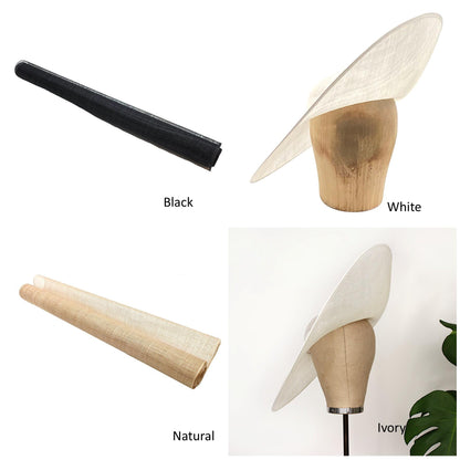 UK Made to Order Huge Sinamay Side Sweep Extended Brim Round Crown 45x50cm - HA089