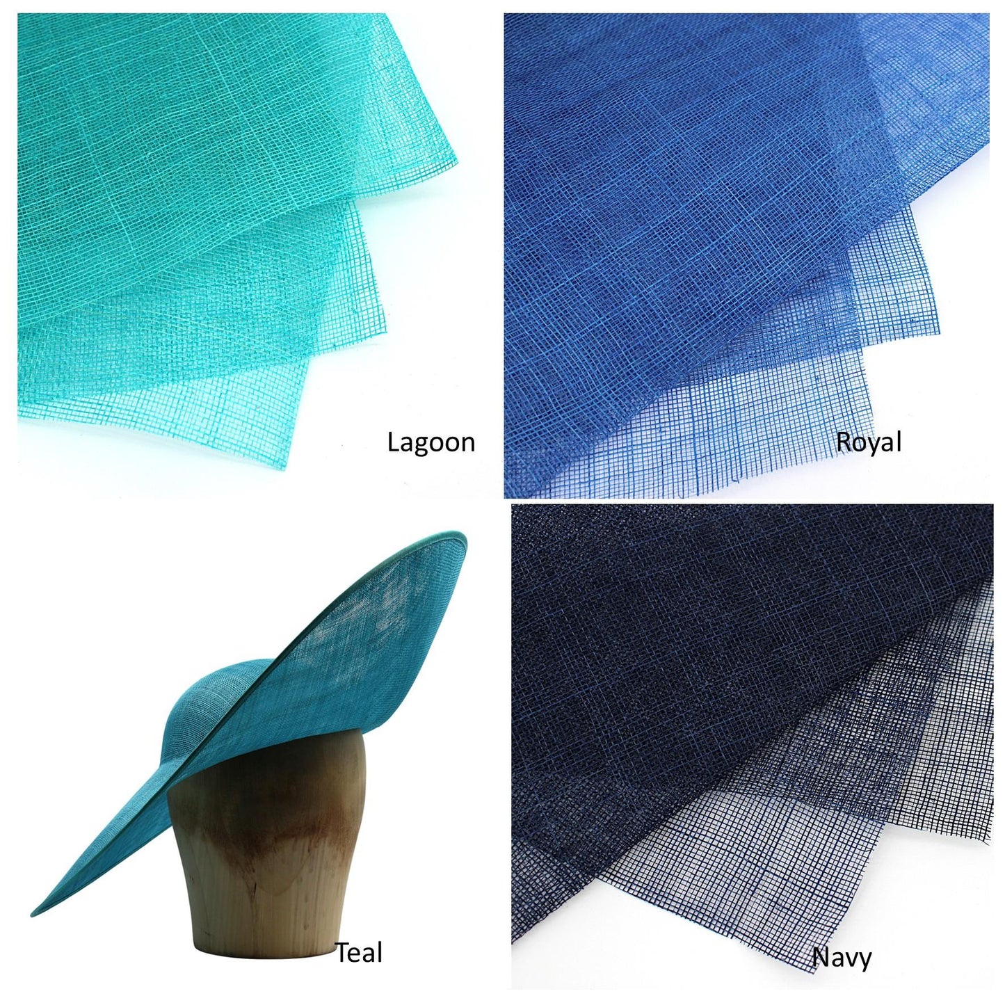 UK Made to Order Huge Sinamay Side Sweep Extended Brim Round Crown 45x50cm - HA089