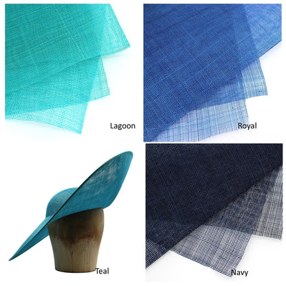 UK Made to Order Huge Sinamay Side Sweep Extended Brim Round Crown 45x50cm - HA089