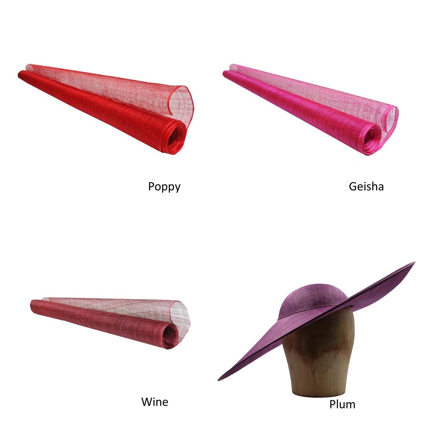 UK Made to Order Huge Sinamay Side Sweep Round Crown 46cm - HA084