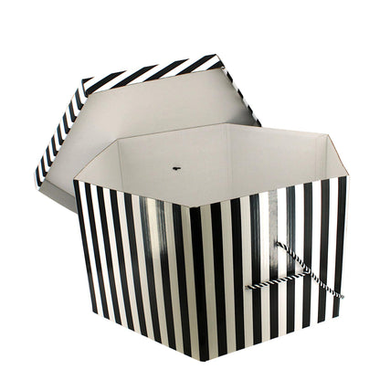 Bulk Candy Stripe Hexagonal Hat Boxes - Fits 51cm Hats  x 12pcs - HB060