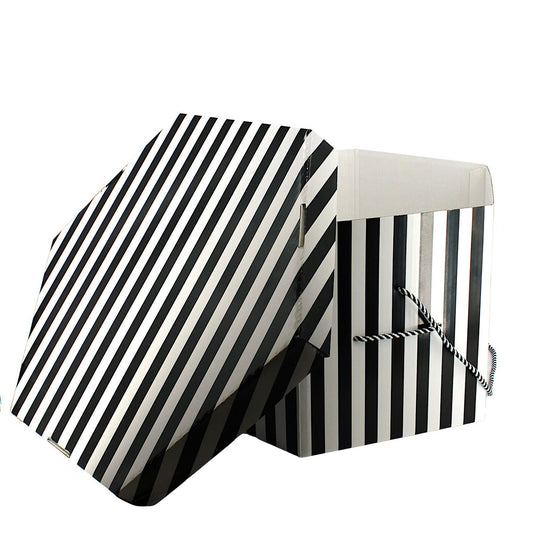 Bulk Candy Stripe Hexagonal Hat Boxes - Fits 40cm Hats  x 12pcs - HB047