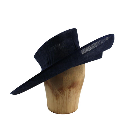UK Made to Order Huge Sinamay Sharp Up-brim Slant Indented Slope Curved Crown 46x43cm - HA088