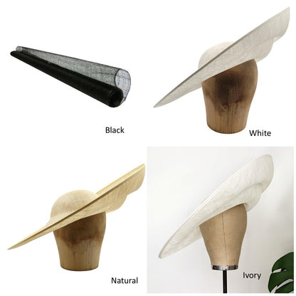 UK Made to Order Huge Sinamay Side Sweep Indented Brim Round Crown 49x47cm - HA085