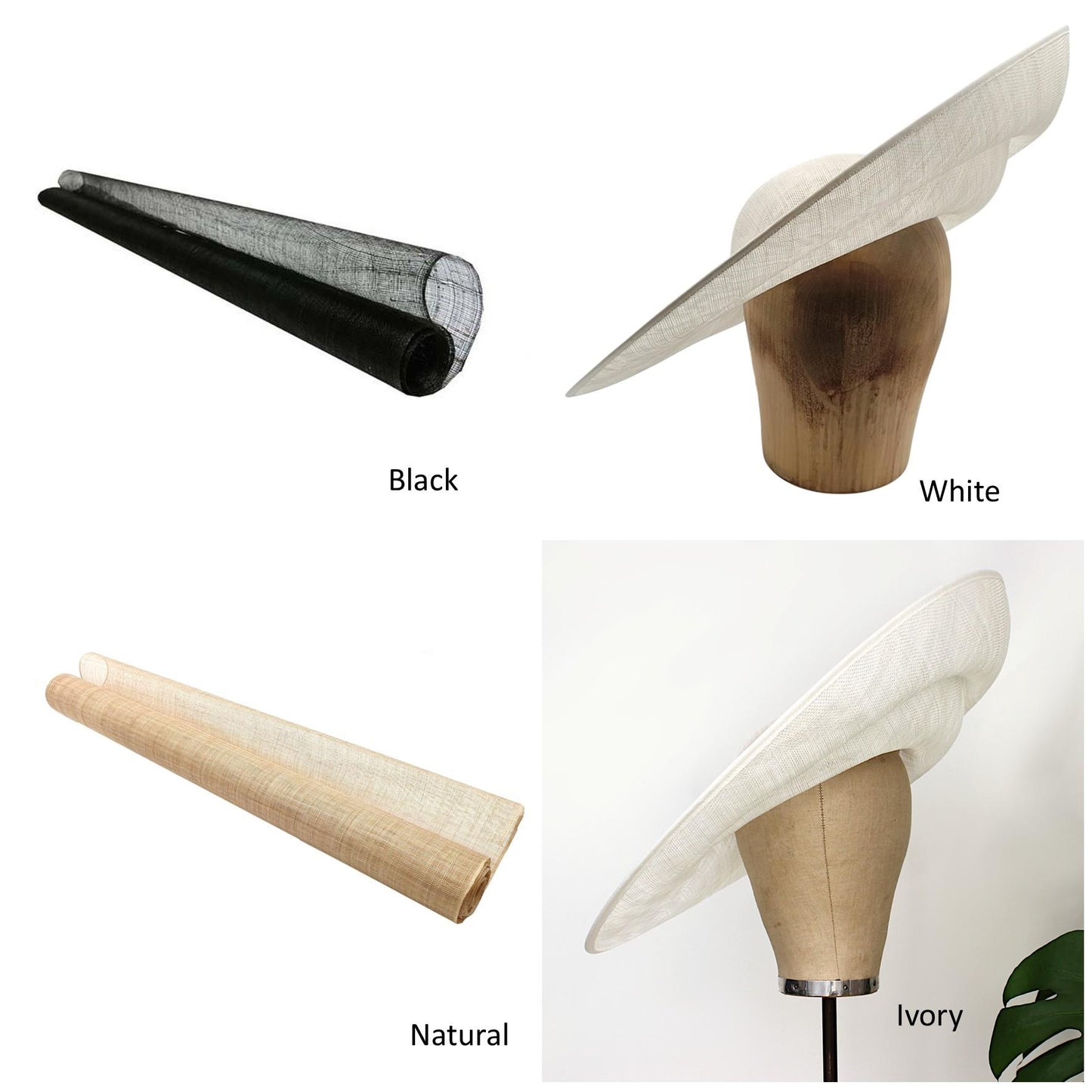 UK Made to Order Huge Sinamay Side Sweep Indented Brim Round Crown 49x47cm - HA085