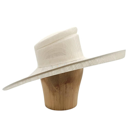 UK Made To Order Huge Sinamay Sharp Upbrim Slant Indented Slope Crown HA087