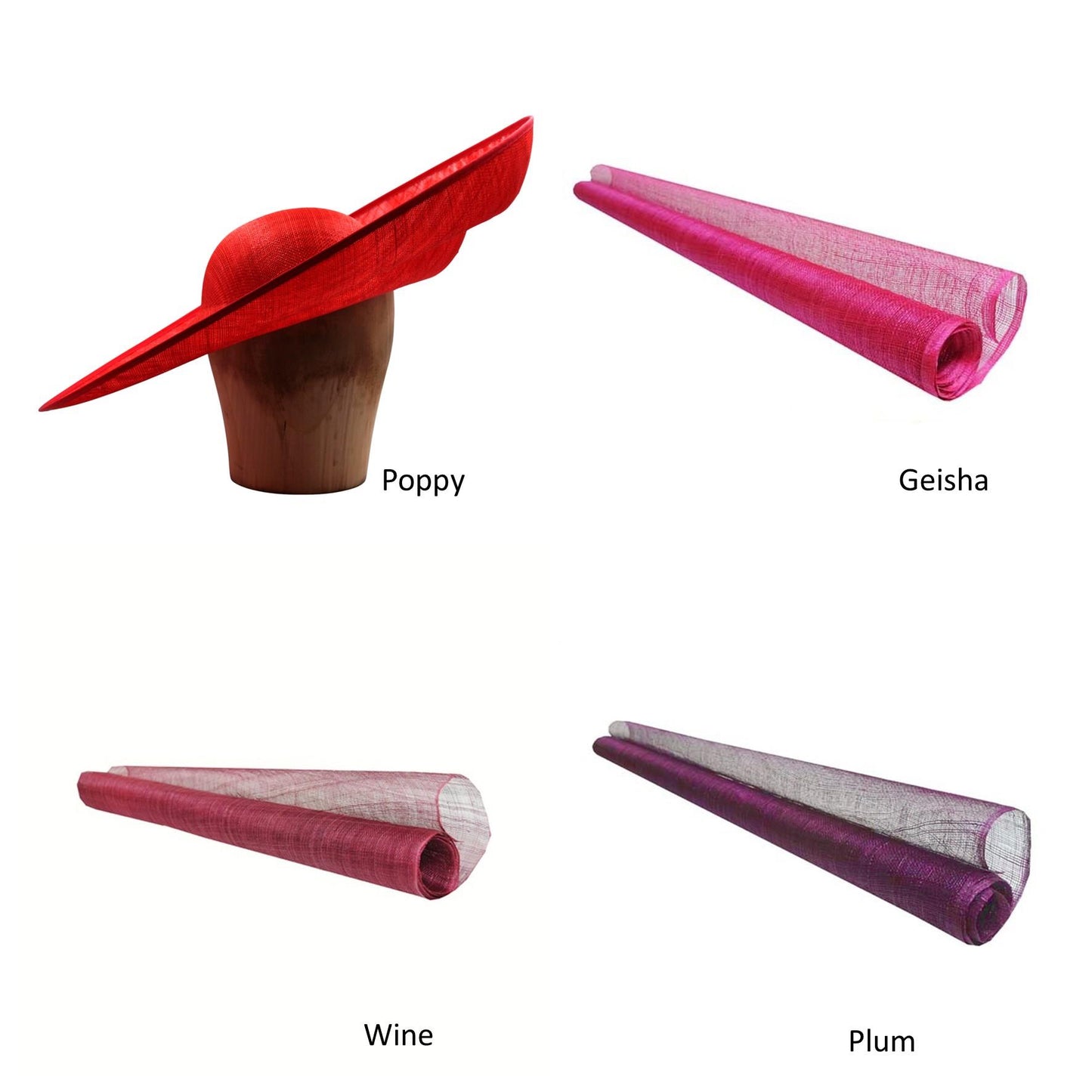 UK Made to Order Huge Sinamay Side Sweep Indented Brim Round Crown 49x47cm - HA085