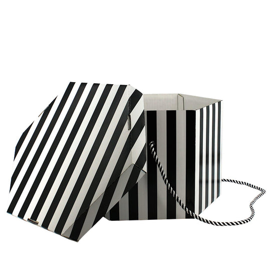 Candy Stripe Hexagonal Hat Box - Fits 27cm Hats - HA030