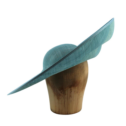 UK Made to Order Huge Sinamay Side Sweep Indented Brim Round Crown 49x47cm - HA085