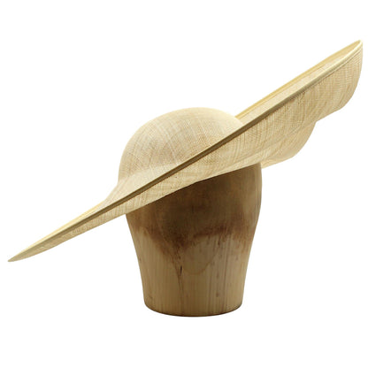 UK Made to Order Huge Sinamay Side Sweep Indented Brim Round Crown 49x47cm - HA085