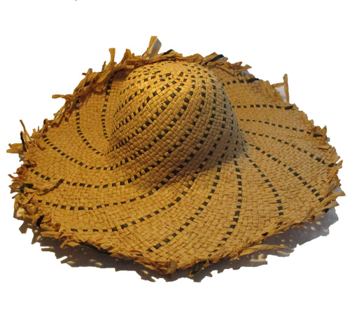 Natural Woven Paper Hood With Spiral Black Line Detail throughout HF060