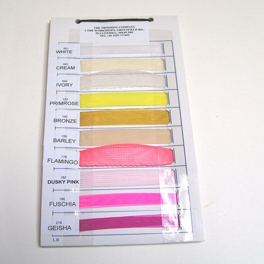 Crinoline swatch book showing all colours available of our crin SC002