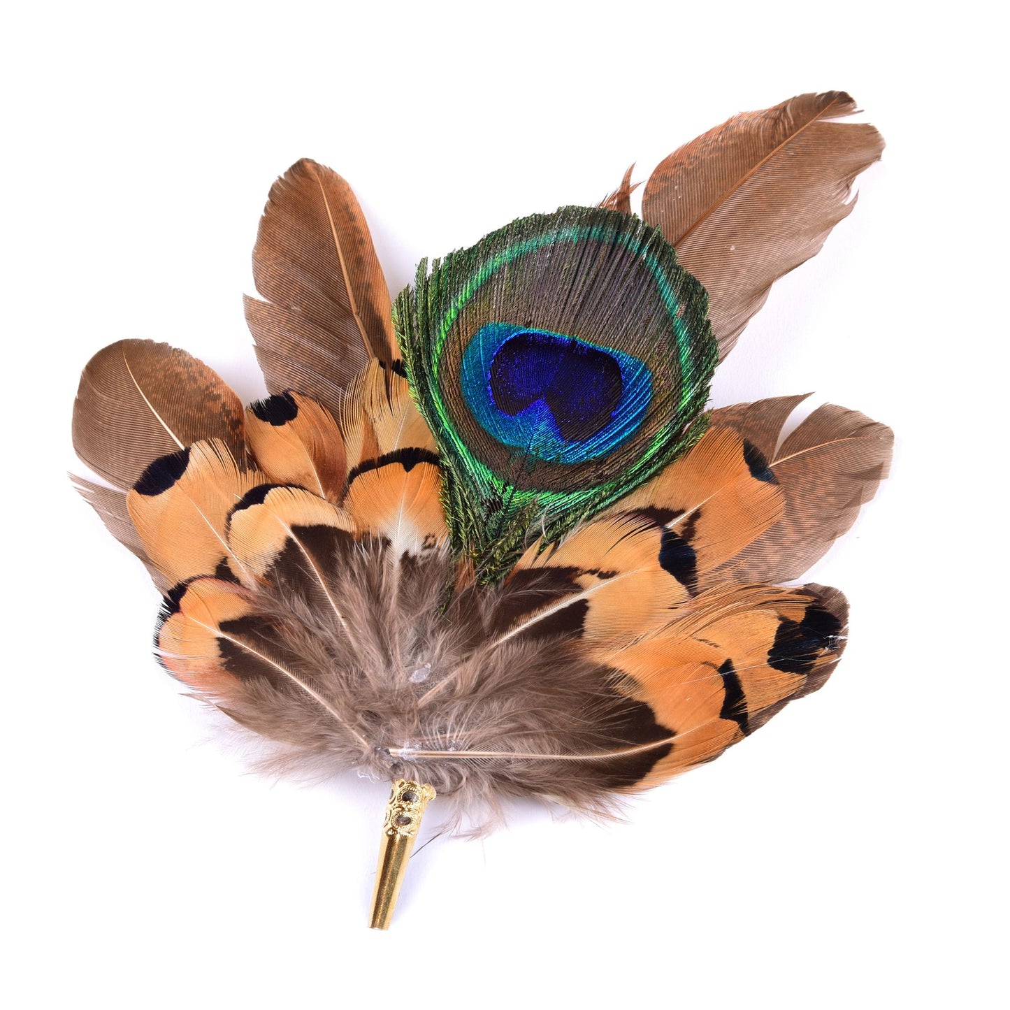 ZF012 Medium pheasant mount and peacock eye brooch